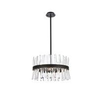 Serephina 20 Inch Crystal Round Pendant Light In Black