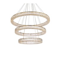 Monroe 41 Inch Led Triple Ring Chandelier In Gold