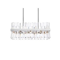 Serephina 30 Inch Crystal Rectangle Chandelier Light In Chrome