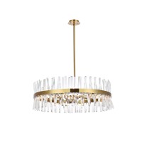 Serephina 36 Inch Crystal Round Chandelier Light In Satin Gold