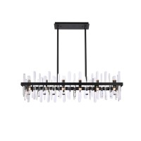 Serena 42 Inch Crystal Rectangle Chandelier In Black