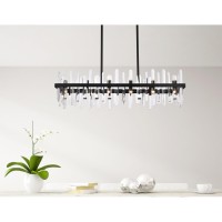 Serena 42 Inch Crystal Rectangle Chandelier In Black