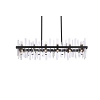 Serena 42 Inch Crystal Rectangle Chandelier In Black