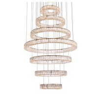 Monroe 40 Inch Led Seven Ring Chandelier In Gold