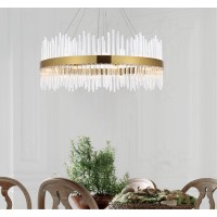 Dallas 36 Inch Round Crystal Pendant In Satin Gold