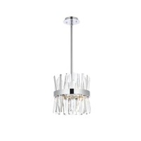 Serephina 12 Inch Crystal Round Pendant Light In Chrome