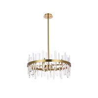 Serena 25 Inch Crystal Round Pendant In Satin Gold