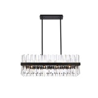 Serephina 36 Inch Crystal Rectangle Chandelier Light In Black