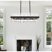 Serephina 36 Inch Crystal Rectangle Chandelier Light In Black