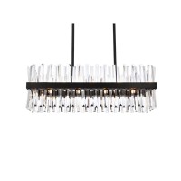 Serephina 36 Inch Crystal Rectangle Chandelier Light In Black