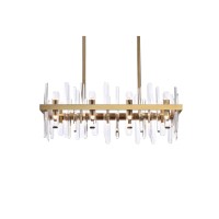 Serena 30 Inch Crystal Rectangle Chandelier In Satin Gold