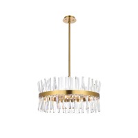 Serephina 25 Inch Crystal Round Pendant Light In Satin Gold