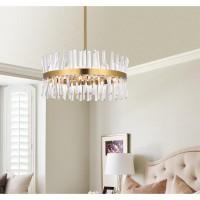 Serephina 25 Inch Crystal Round Pendant Light In Satin Gold