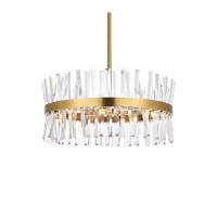 Serephina 25 Inch Crystal Round Pendant Light In Satin Gold