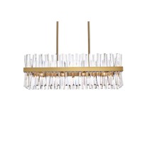 Serephina 36 Inch Crystal Rectangle Chandelier Light In Satin Gold