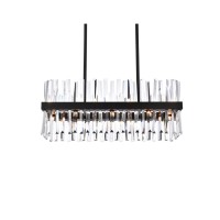 Serephina 30 Inch Crystal Rectangle Chandelier Light In Black