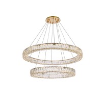 Monroe 36 Inch Led Double Ring Chandelier In Gold