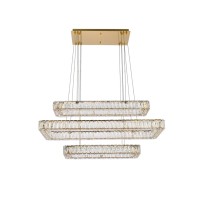 Monroe 42 Inch Led Triple Rectangle Pendant In Gold