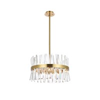 Serephina 20 Inch Crystal Round Pendant Light In Satin Gold