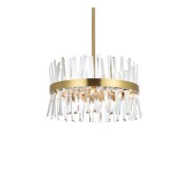 Serephina 20 Inch Crystal Round Pendant Light In Satin Gold