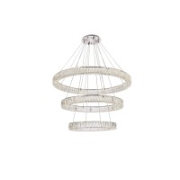 Monroe 41 Inch Led Triple Ring Chandelier In Chrome