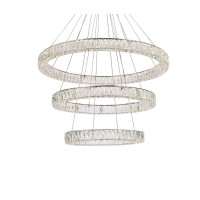 Monroe 41 Inch Led Triple Ring Chandelier In Chrome