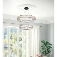 Monroe 28 Inch Led Double Ring Chandelier In Black