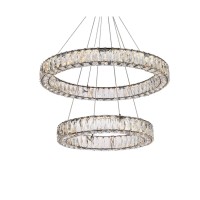 Monroe 28 Inch Led Double Ring Chandelier In Black