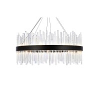 Dallas 32 Inch Round Crystal Pendant In Black