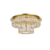 Monroe 22 Inch Led Double Flush Mount In Gold