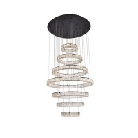 Monroe 40 Inch Led Seven Ring Chandelier In Black