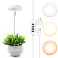 Grow Light Halo,48 Led 3000-6500K Full Spectrum Plant Light For Indoor Plants,Height Adjustable Ring Growing Lamp With Auto On/Off Timer 3/9/12H,5V 10 Dimmable Brightness,Ideal For Small Plants