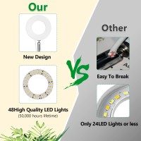 Grow Light Halo,48 Led 3000-6500K Full Spectrum Plant Light For Indoor Plants,Height Adjustable Ring Growing Lamp With Auto On/Off Timer 3/9/12H,5V 10 Dimmable Brightness,Ideal For Small Plants