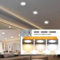 Lzhome 12 Pack 8 Inch Led Recessed Lighting With Junction Box Ultrathin 3000K4500K6000K Selectable 8 Dimmable Canless Led