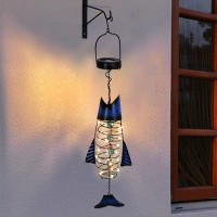 Outdoor Lights For Patio Garden Decor Metal Solar Fish Hanging Decoration Solar Lamp Decorative Yard Art Pretty Nice Lante