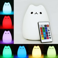 Loveruis Cat Night Light With Remote Control Cat Lamp Nightlights Birthday Halloween Christmas Gift For Children Animal Light