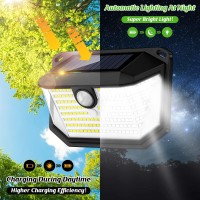 Solar Outdoor Lights - 4 Packs Super Bright 178 Leds Motion Sensor Wall Lights Ip65 Waterproof Solar Powered Security Lights With 270Wide Angle/3 Modes Lights For Yard Garage Front Door Garden Deck