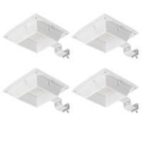 4 Pack White Solar Powered Gutter Lights Outdoor Decorative Waterproof 12 Leds Yard Lamp For Lighting Fence Railing Outside Wa