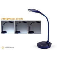 Bostitch Office Led Gooseneck Desk Lamp With Usb Charging Port 3 Dimming Levels Touch Control Blue Vled1502Blue