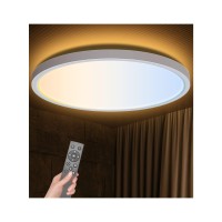 Aphyni Led Flush Mount Ceiling Light With Remote - 24W 12 Inch Dimmable Led Ceiling Light Fixture - 3000K-6500K Color Changeable - Flat Round Ceiling Light For Bedroom/Living Room/Laundry/Closet