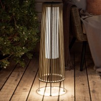 Grand Patio Outdoor Floor Solar Light 2-Pack, All-Weather Wicker Solar Patio Lamp Waterproof Outside Solar Deck Lamp For Porch, Yard, Garden, Lawn Decorations - Light Brown, Gordes 2 Pcs