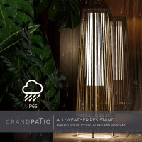 Grand Patio Outdoor Floor Solar Light 2-Pack, All-Weather Wicker Solar Patio Lamp Waterproof Outside Solar Deck Lamp For Porch, Yard, Garden, Lawn Decorations - Light Brown, Gordes 2 Pcs