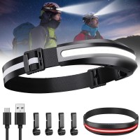 Led Headlamp Rechargeable, 2.2Oz Lightweight Headlamp With Red Light Option, 4 Modes, Ipx4 Waterproof, 230