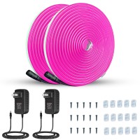 Jo.Ko Led Silicone Neon Light Strip, Neon Rope Light 12V 32.8 Ft/10M Waterproof Diy Cuttable Outdoor Neon Lights (Pink2)