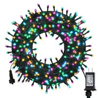 Mygoto 98Ft 300Led Easter String Lights, Multicolor Christmas Lights Green Wire,8 Modes Fairy String Lights Outdoor Waterproof Plug In For Tree Room Wedding Xmas Party Decorations(300L Multicolor)