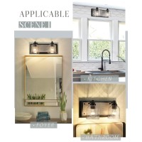 Yklitg 1575 Inch Bathroom Vanity Light Fixtures 2Light Black Vanity Light With Seeded Glass Shades Rustic Farmhouse Vanity L