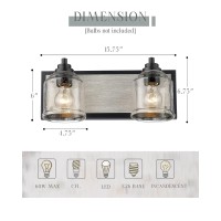 Yklitg 1575 Inch Bathroom Vanity Light Fixtures 2Light Black Vanity Light With Seeded Glass Shades Rustic Farmhouse Vanity L