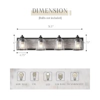 Yklitg 315 Inch Farmhouse Bathroom Vanity Light Fixtures 4Light Rustic Vanity Light With Seeded Glass Shades Wood Vanity Lig