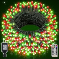 Ollny Christmas Lights Outdoor Indoor Decor, 131Ft 400Led Red & Green String Lights 8 Modes Plug In Waterproof, Xmas Fairy Lights With Remote For Tree House Holiday Yard Bedroom Home Party