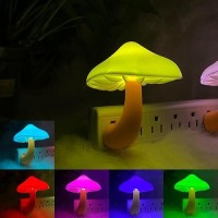 Utlk 1 Pack Plugin Led Mushroom Night Light Lamp With Dusk To Dawn Sensor Plug In Led Bed Cute Mushroom Nightlight Night Lamp